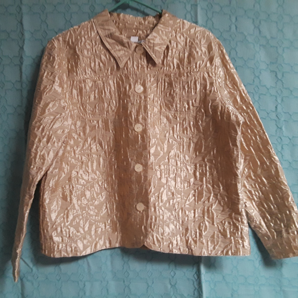 NWT Coldwater Creek gold raised texture shirt jacket PL (T-365) - Picture 1 of 6